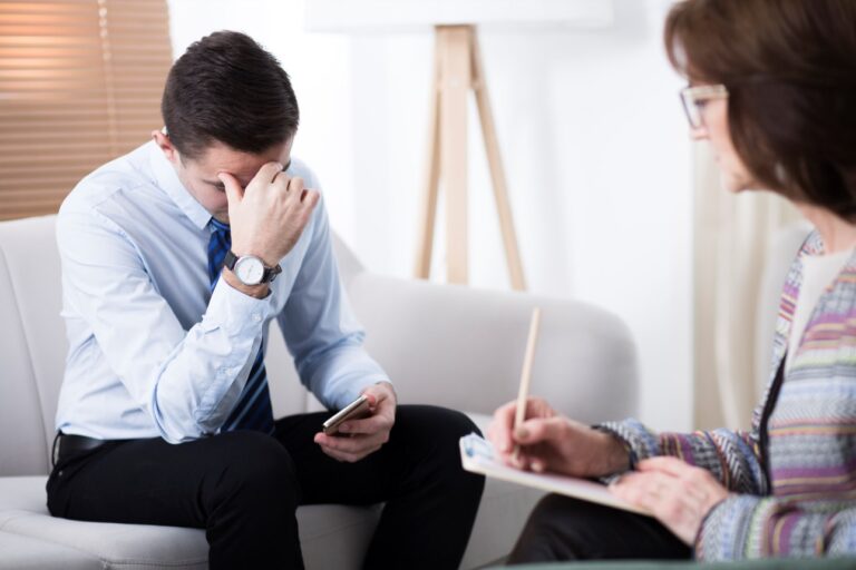 man with a trained therapist