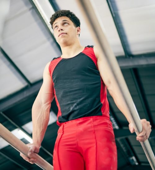 young man doing gymnastics